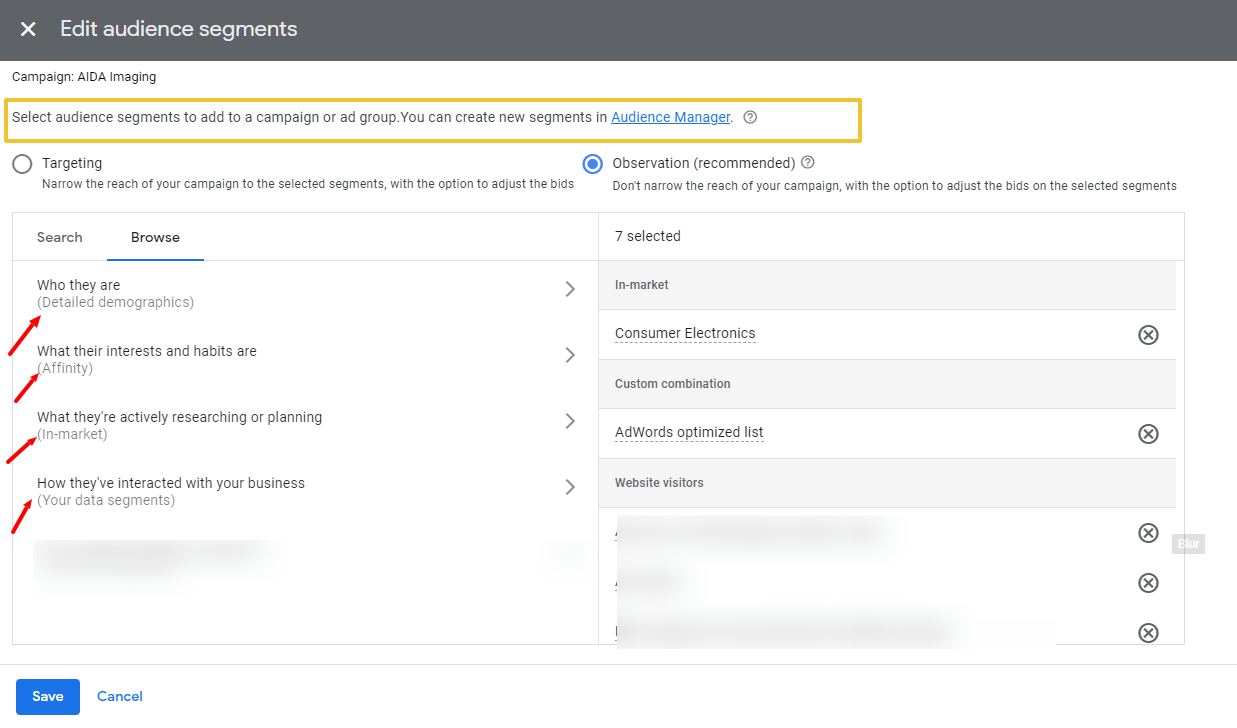 Audience segmentstype
