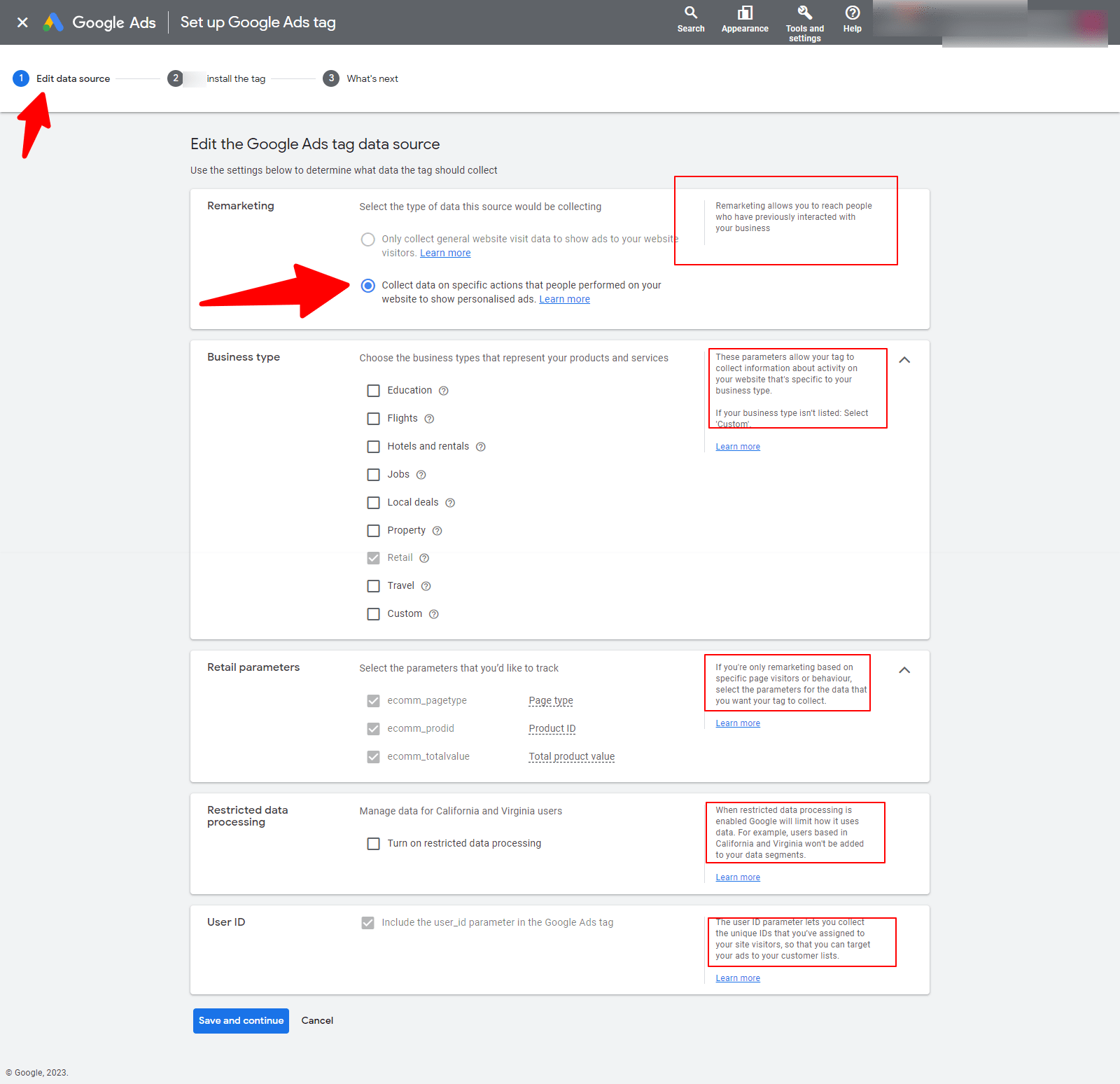 dynamic remarketing ads google tag steps